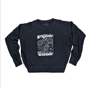 good hYOUman Black Lightweight Sweatshirt Gratitude Yoga Size Medium